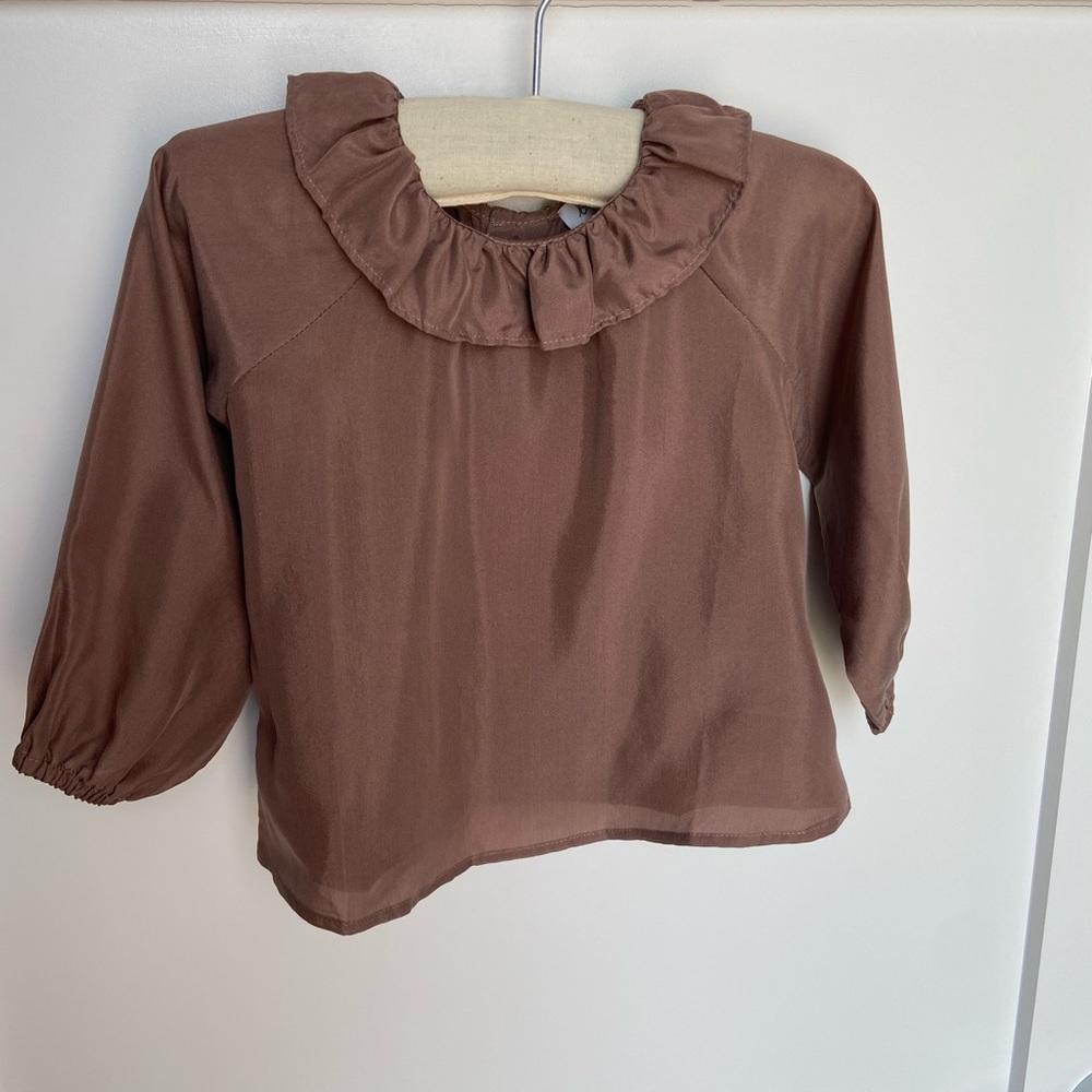 Belle Enfant flutter neck silk shirt 3-6 months